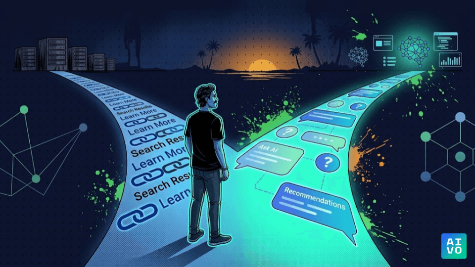 Data visualization showing the decline in AI Overview citations from top-10 organic results, from 76% to 38% between 2025 and 2026